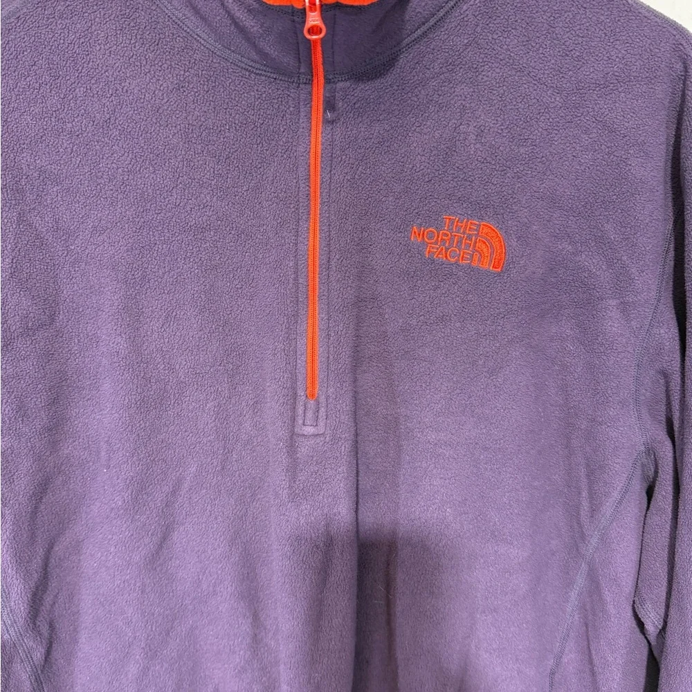 The North Face Men's 1/4 Zip Fleece Pullover Purple with Orange Trim Size XL